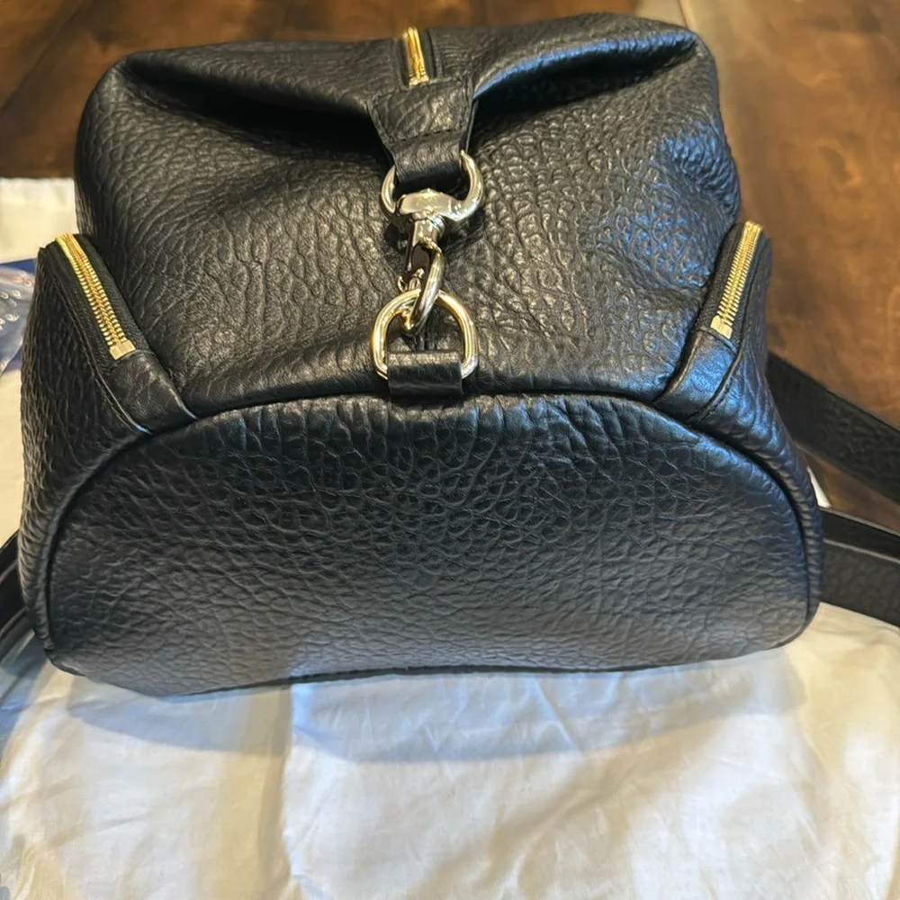 Rebecca Minkoff Black Leather Backpack with Gold Hardware